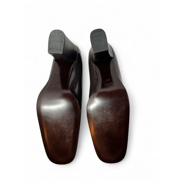 Vintage GUCCI High Heeled Brown Patent Leather LOAFERS, 9B,  Pristine Condition - Picture 6 of 9